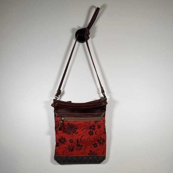 Myra Bag Red and Brown Floral Crossbody - Picture 3 of 6